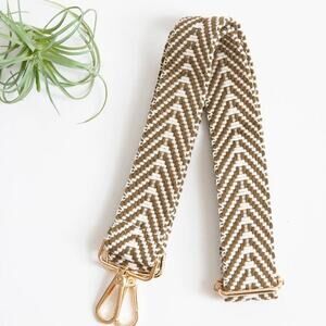 Crossbody Bag Purse Strap Olive Cream Woven Zig Zag